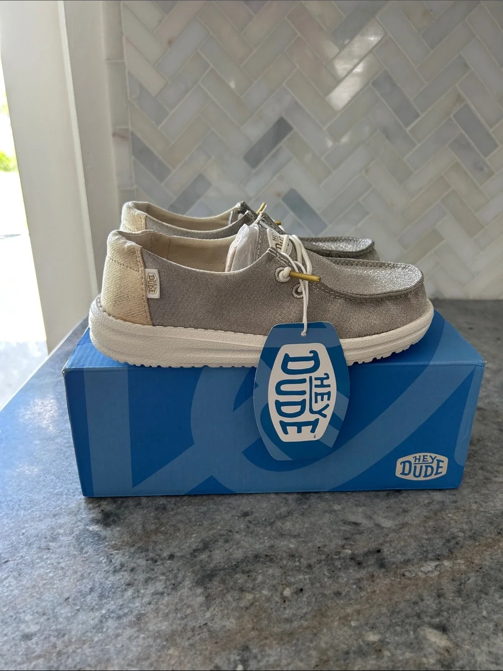 Hey Dude Kids Metallic Champagne Slip-On Sneakers